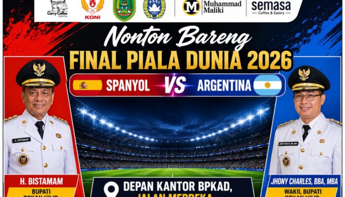 Pemkab Rohil Bersama KONI dan PSSI Gelar Nonton Bareng Piala Dunia FIFA 2026