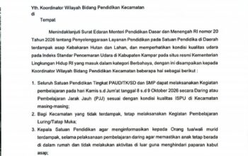 Akibat Kabut Asap Tebal, Pembelajaran Jarak Jauh Diterapkan Disdikpora Kampar
